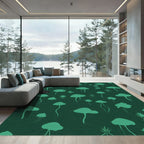 Teal Mushroom Forest Silhouette Rug
