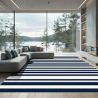 Classic Navy Cream Stripe Rug