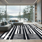 Bold Black White Geometric Rectangle Rug