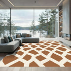 Brown White Giraffe Spot Grid Rug