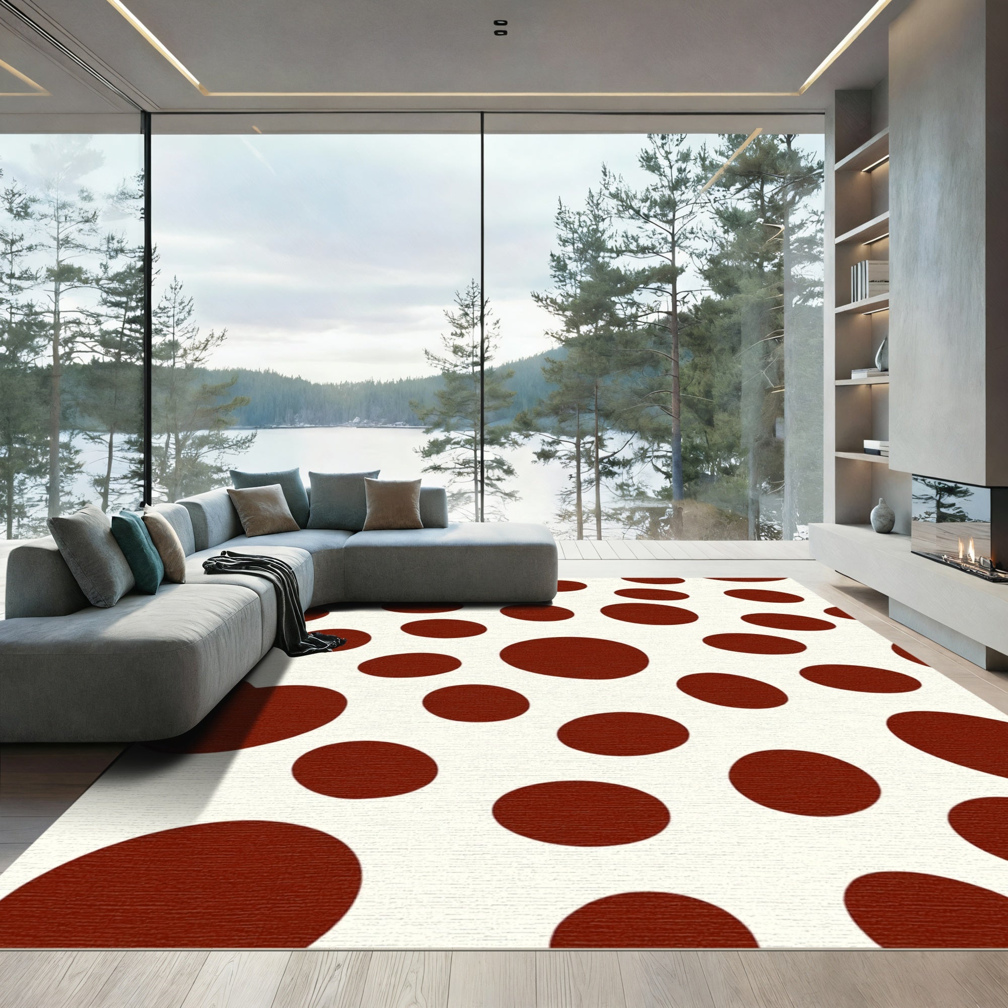 Cream Brown Polka Dot Rug