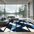 Indigo Geometric Abstract Triangles Rug