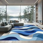 Deep Blue Gradient Wave Abstract Rug
