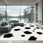 Black White Abstract Organic Spots Rug