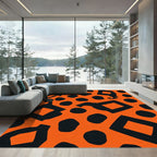 Bold Orange Black Witch Hat Accents Rug