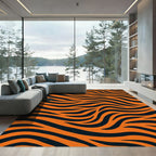 Vibrant Orange Black Tiger Stripes Rug