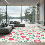 Pink Floral Vines On Cream Base Rug