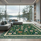 Green Floral Insect Botanical Bloom Rug