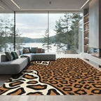 Brown Black Cream Spots Animal Print Rug
