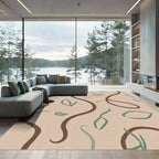 Beige Abstract Vine Leaf Rug