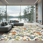 Whimsical Abstract Botanical Ochre Rug