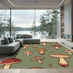 Whimsical Mushroom Forest Pattern With Warm Tones Rug