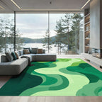 Emerald Green Organic Flow Abstraction Rug