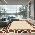 Earthy Brown Animal Print Border Rug