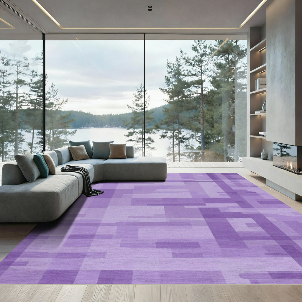 Lavender Hues Geometric Rectangular Overlay Rug