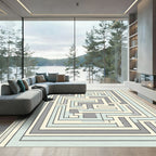 Pale Blue Gray Maze Geometric Lines Rug