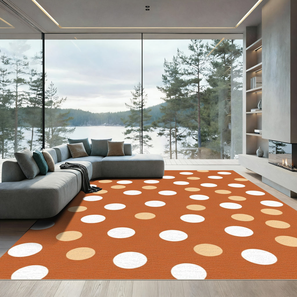 Warm Amber Polka Dot Scatter Rug