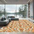 Brown Cream Organic Abstract Medallion Rug