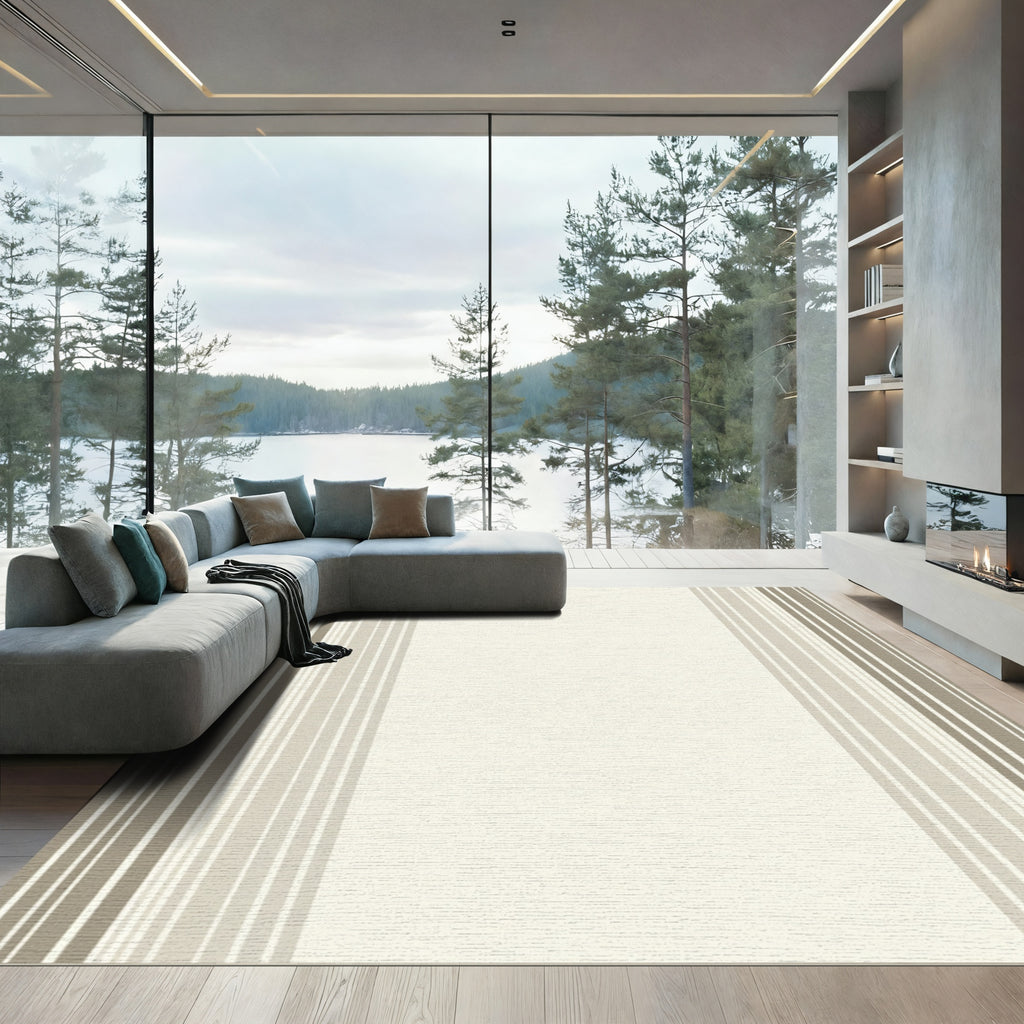 Neutral Tones Vertical Striped Rug