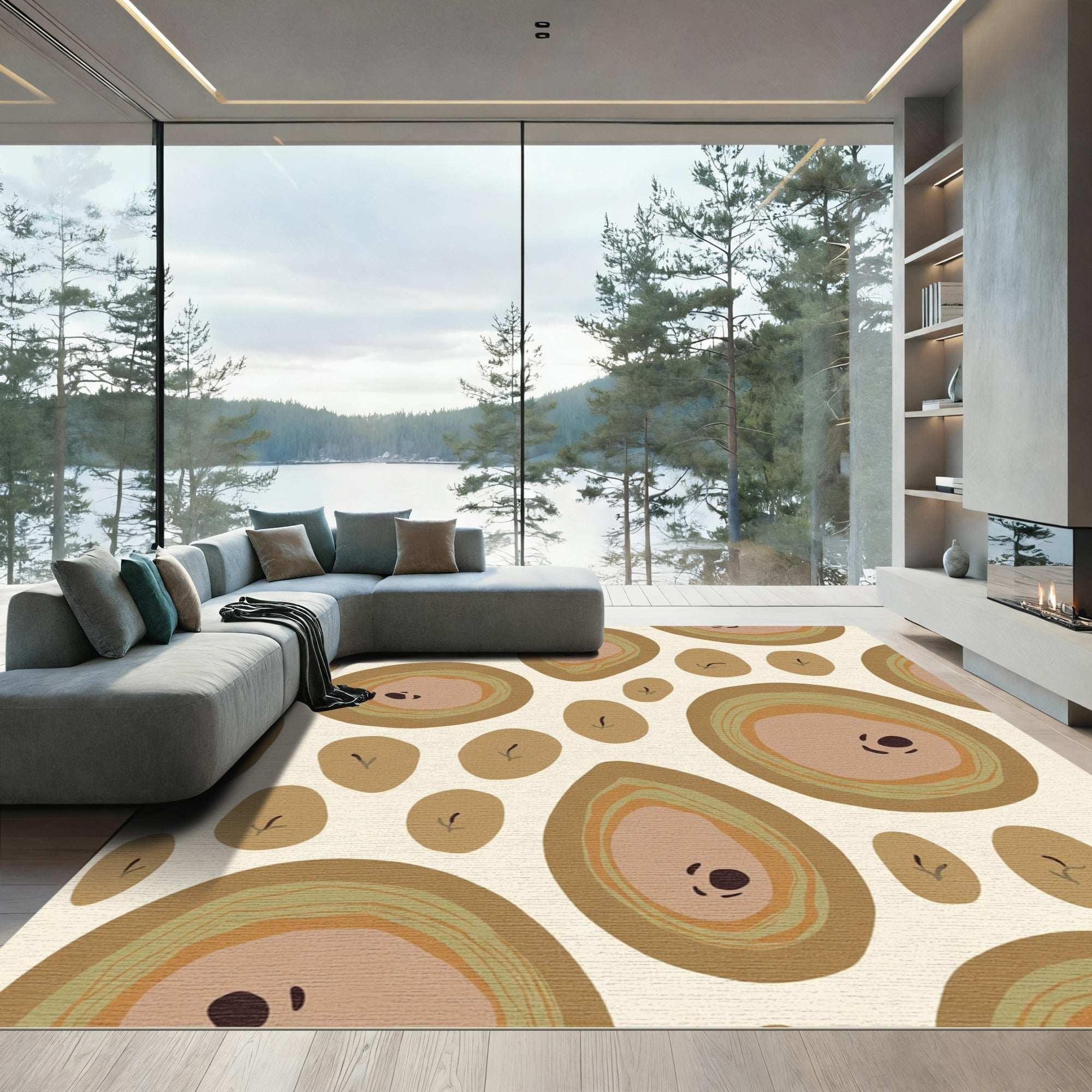 Organic Abstract Earthy Tone Circles Rug