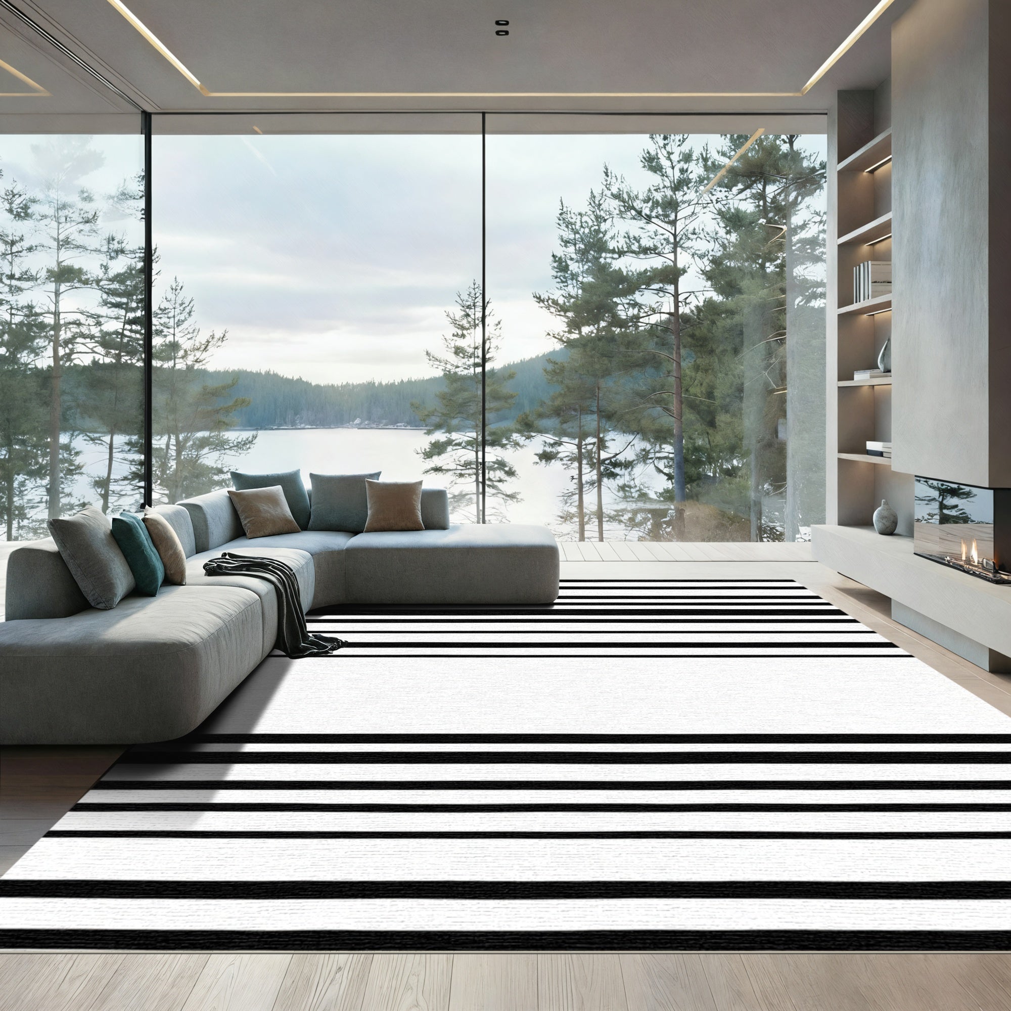 Bold Black White Striped Harmony Rug