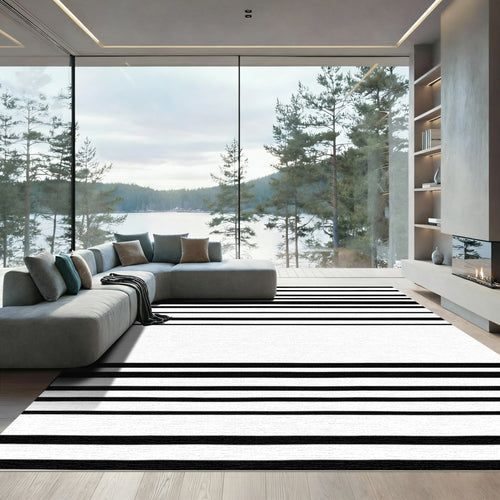Bold Black White Striped Harmony Rug