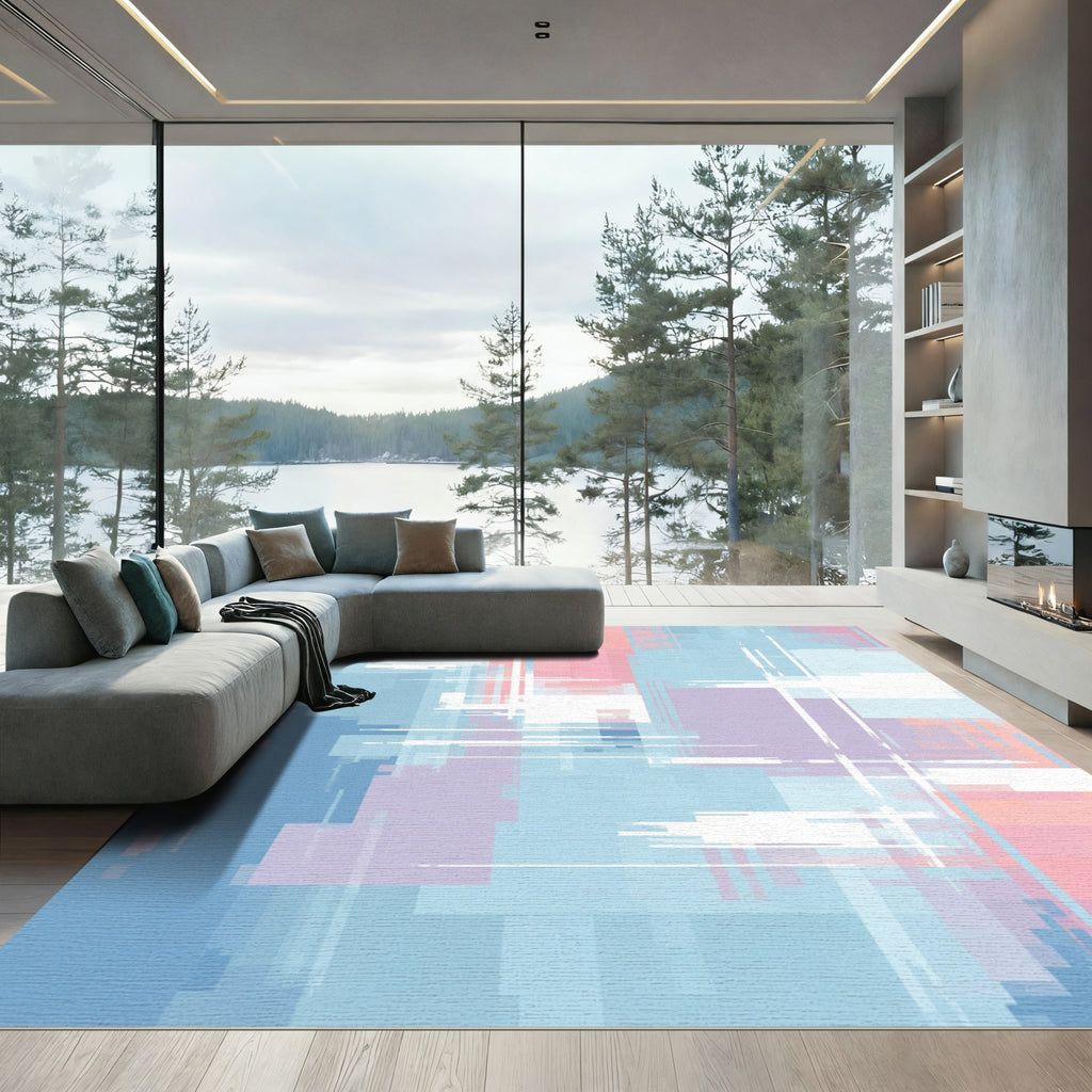 Soft Hues Abstract Pixelated Overlay Rug
