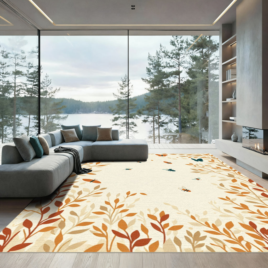 Autumn Butterflies And Bees Border Rug