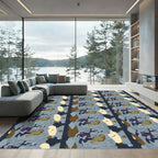 Abstract Camouflage Blues Beige Brown Rug