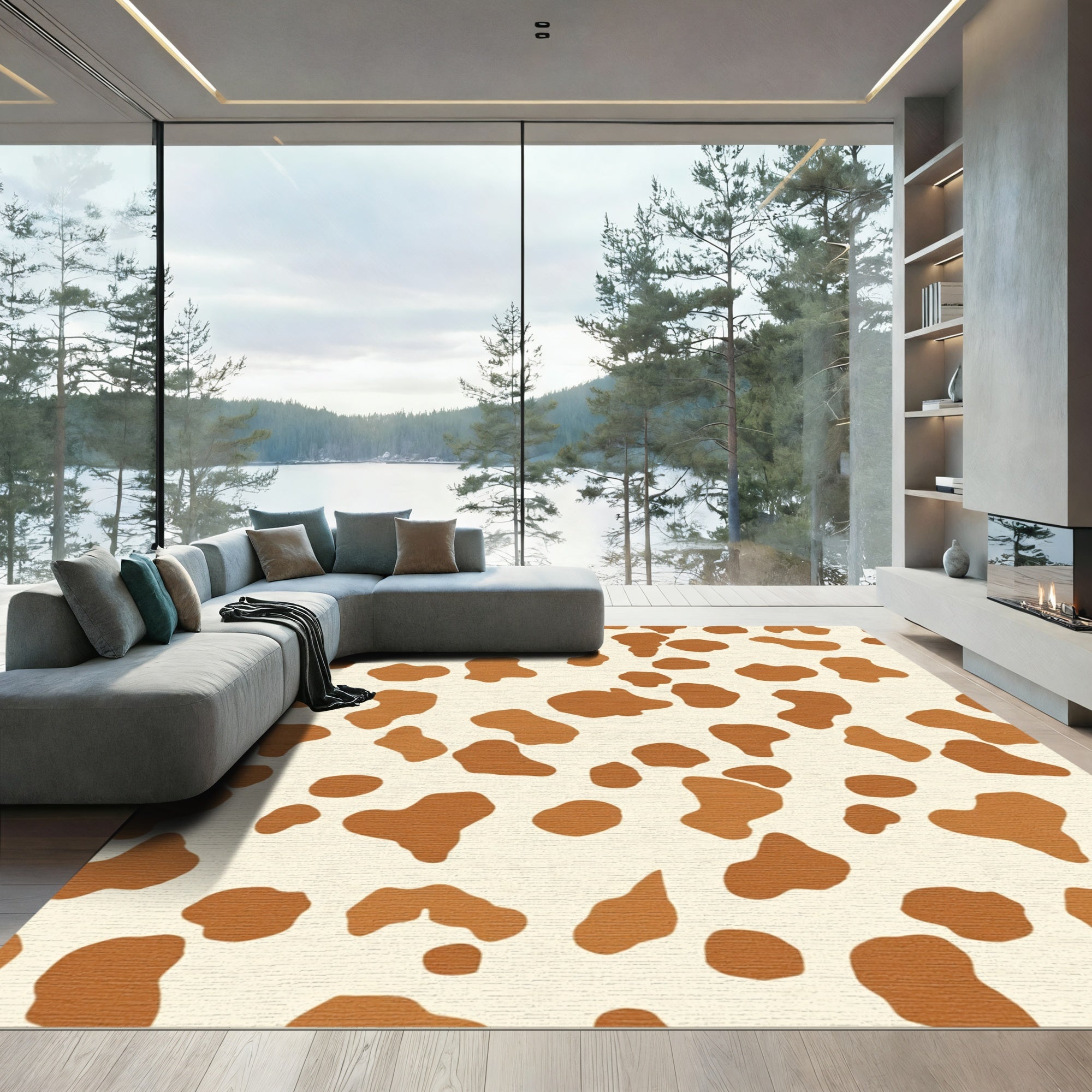 Brown Spots on Cream Background Rug