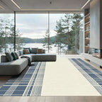 Classic Blue and White Plaid Rug