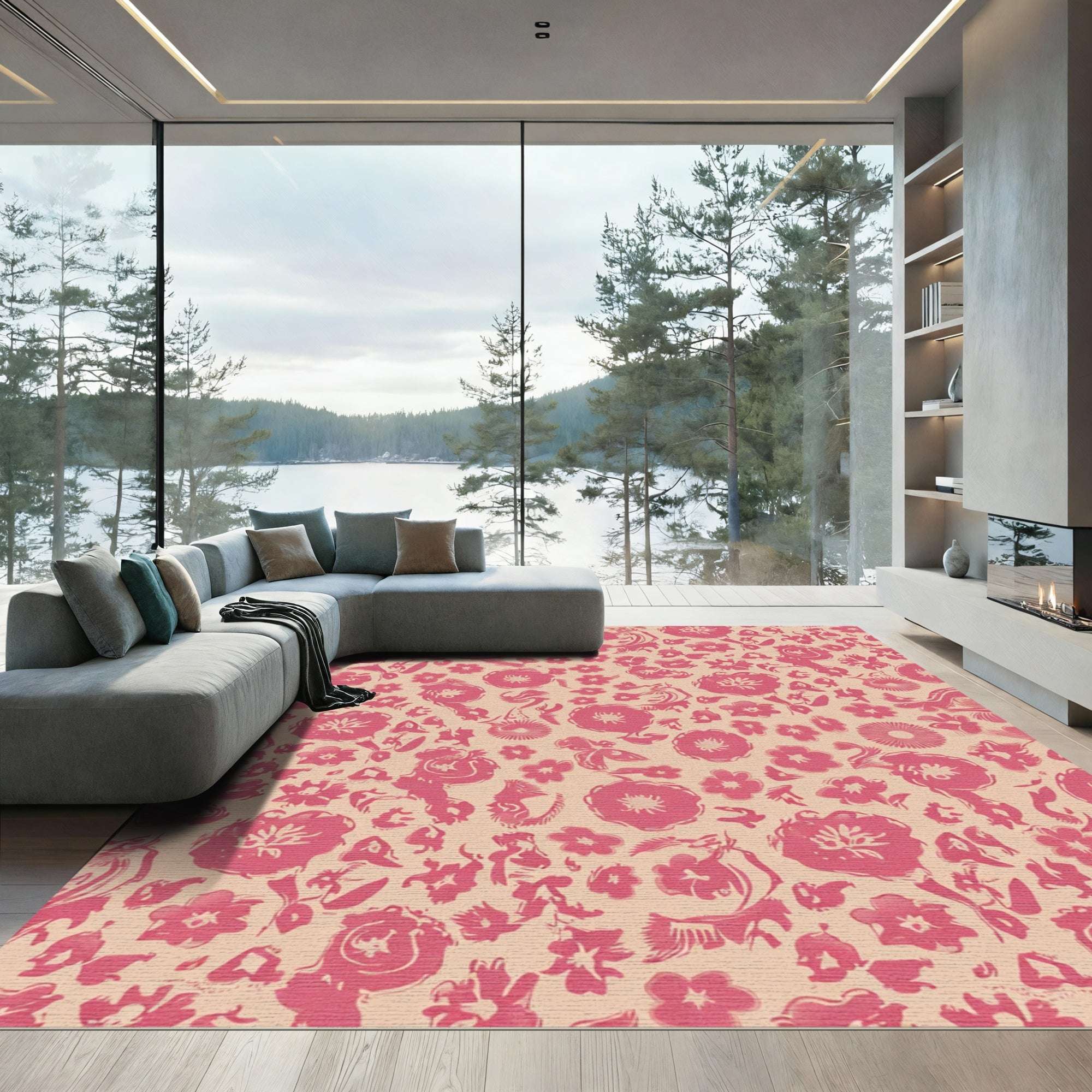 Pink Floral Whimsical Bloom Rug