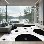Black and Lavender Blob Abstract Rug