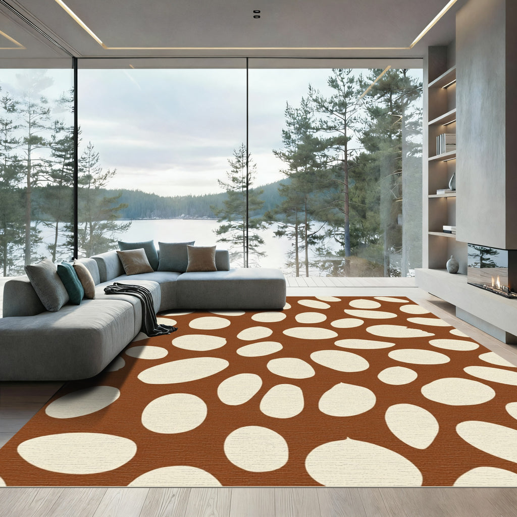 Brown Cream Smooth Pebble Spread Rug