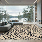 Neutral Tan Black Spotted Overlay Rug