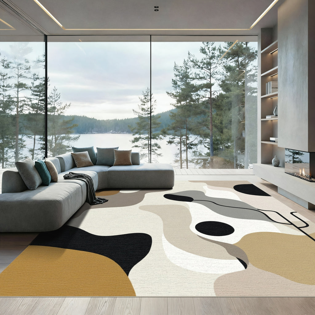 Abstract Earthy Tone Organic Shapes Rug