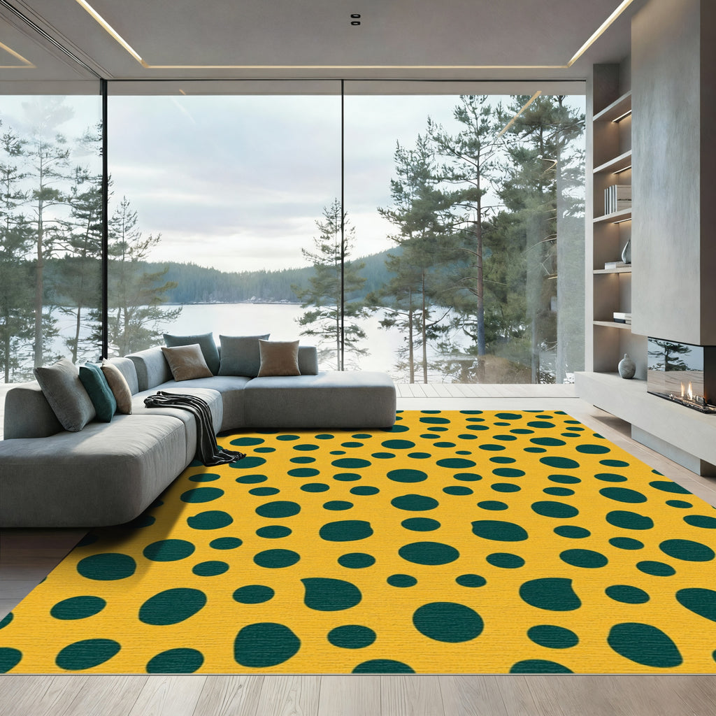 Gold Teal Polka Dot Scatter Rug