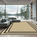 Tan Striped Bordered Classic Rug