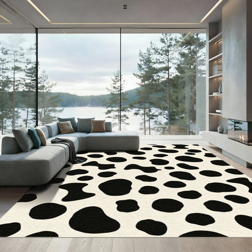 Black Cream Irregular Spots Rug