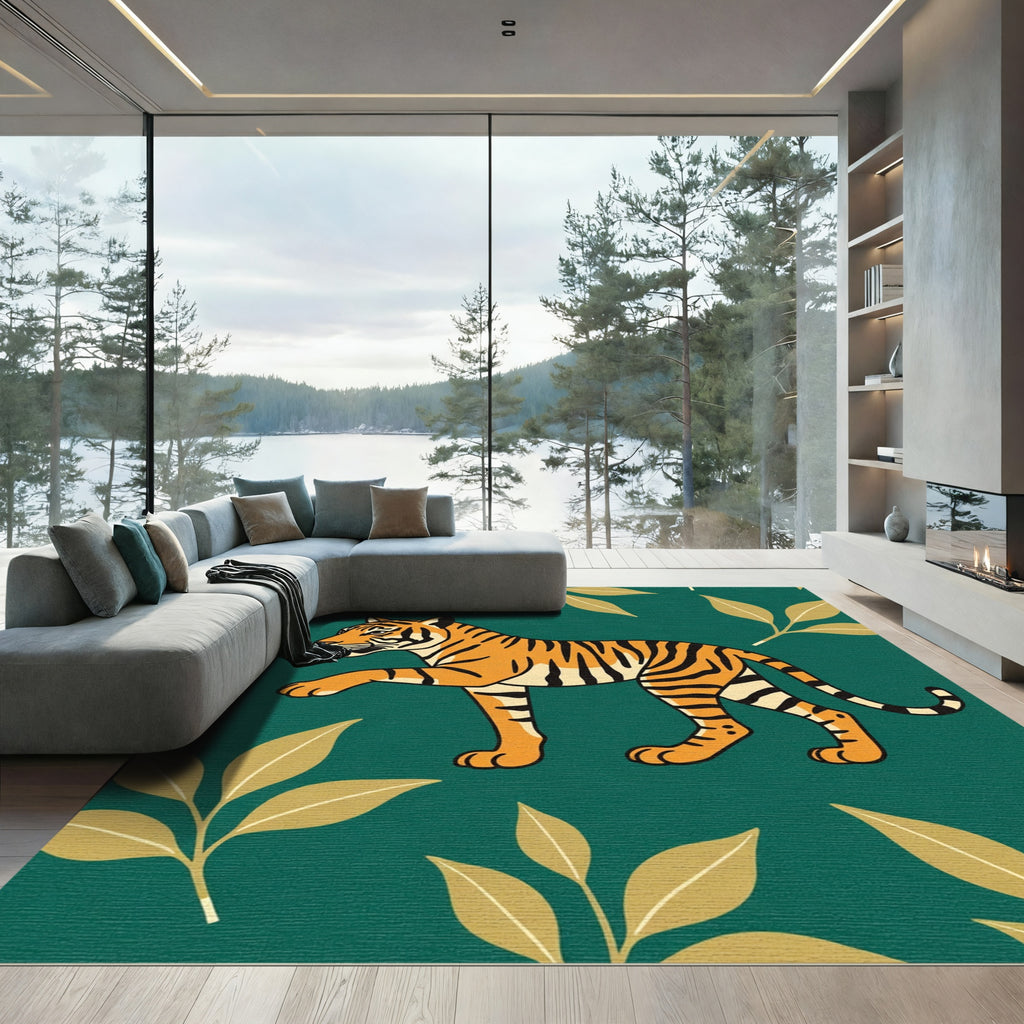 Emerald Tiger Forest Foliage Rug