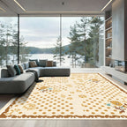 Whimsical Tan Floral Polka Dot Rug