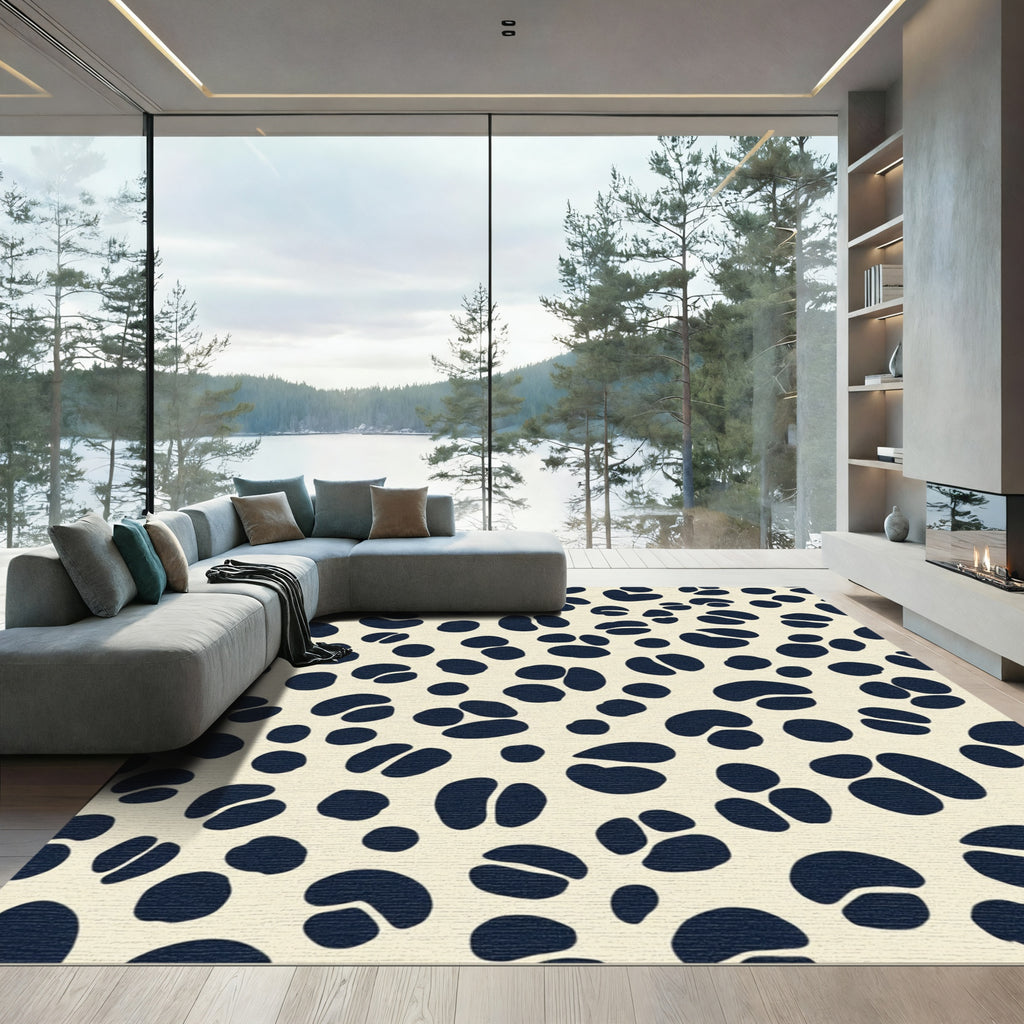 Navy Bean Shaped Spotty Rug