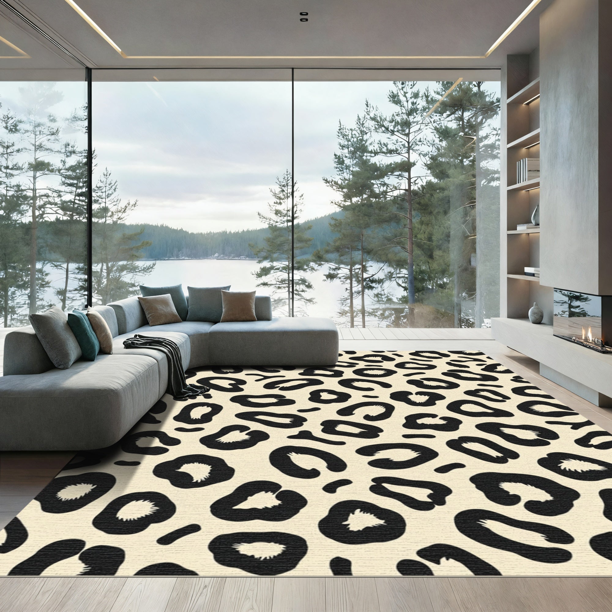 Classic Leopard Spot Print Rug