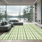 Green Ivory Checked Lattice Rug