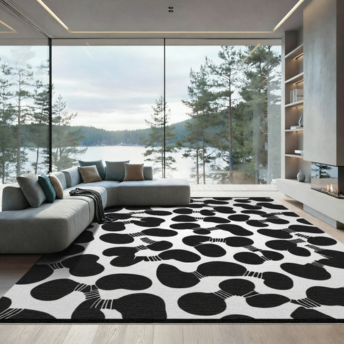 Black Cell Cluster Abstract Rug