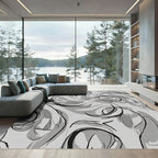 Monochromatic Abstract Swirl Brushstrokes Rug