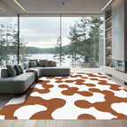 Brown White Organic Blob Composition Rug