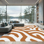 Rusty White Labyrinth Curves Rug