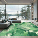 Emerald Green Abstract Line Art Rug
