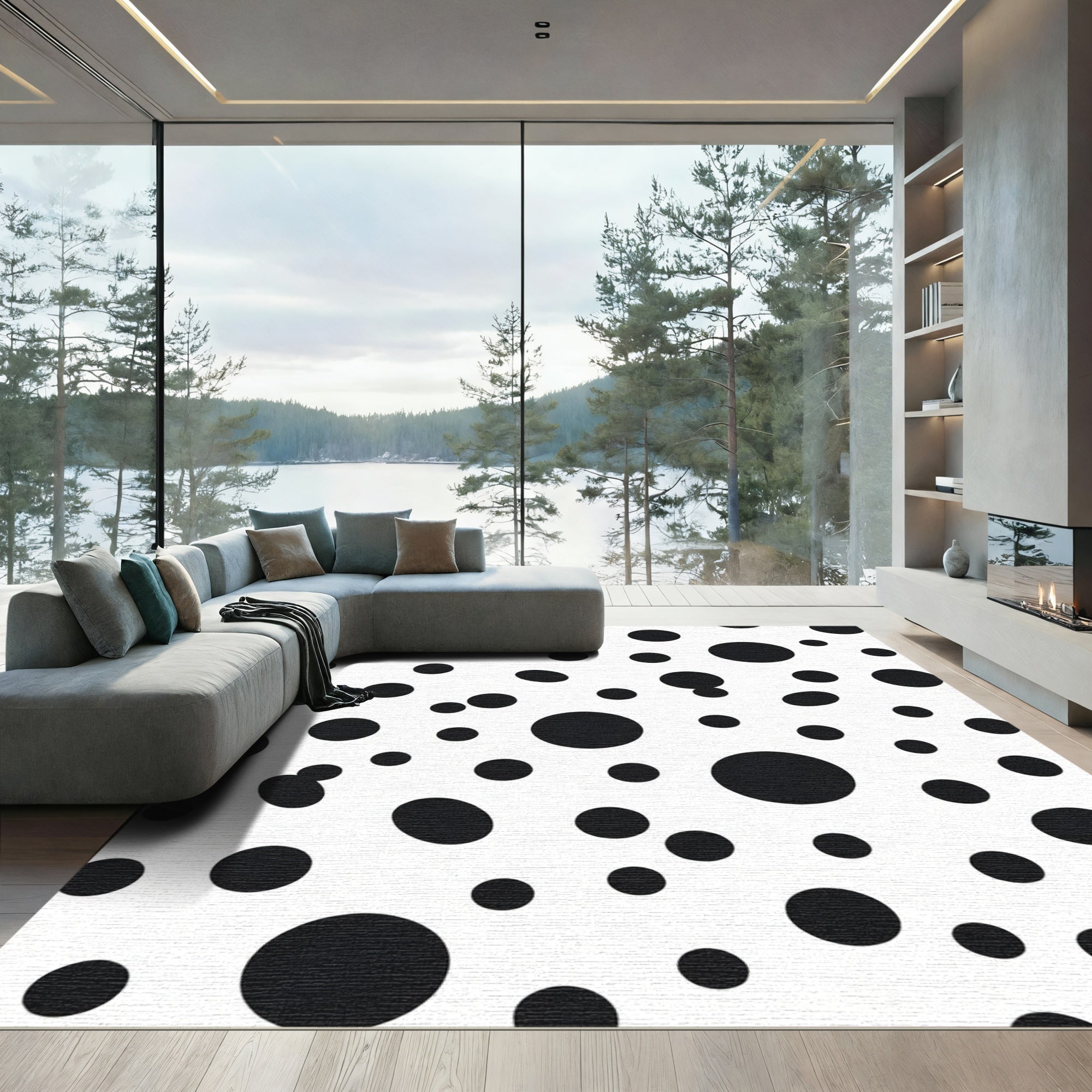 Black and White Polka Dot Scatter Rug